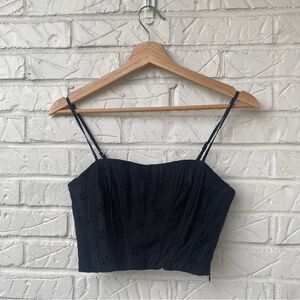 Jason Wu black Eyelet Cropped Spaghetti Strap Bone in Top Size S